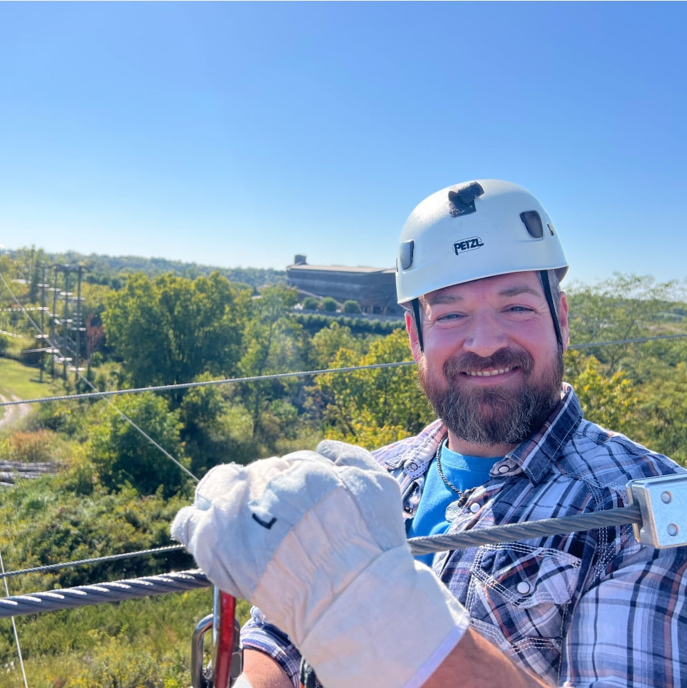 smiling during aerial adventures at the ark